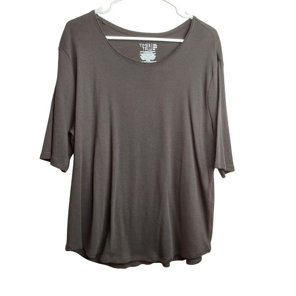 Time & Tru chocolate scoop‎ neck T-shirt, Size XXL